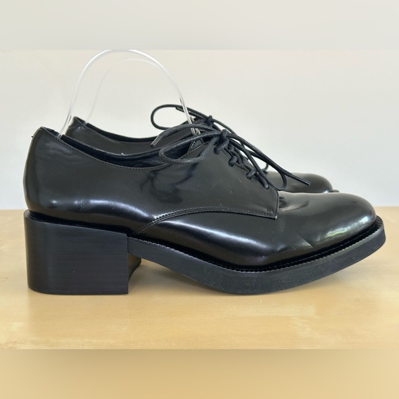 Jeffrey Campbell Patrice H Black Faux Patent Lace Up Oxford Women's Size 9.5 - Picture 6 of 9